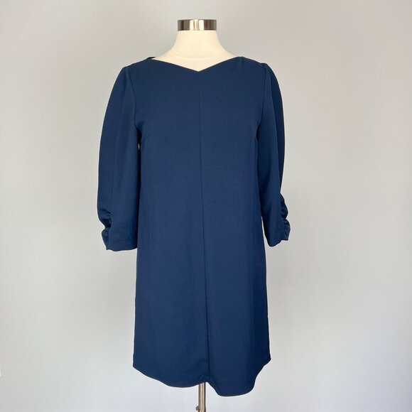 Tibi Womens Blue Shirred Sleeve Shift Dress Removable Belt size 4 - Picture 8 of 13